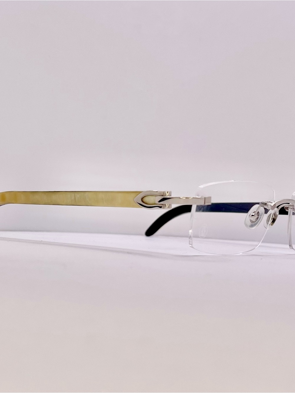 Cartier Platinum Buffalo Horn Rimless Glasses